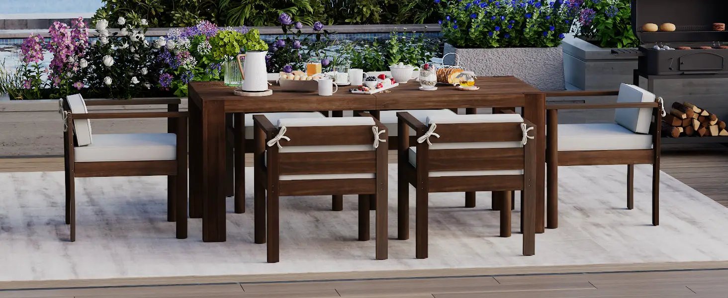 TREXM 7-Piece Patio Dining Table Set for 6 by HouseOfZazla