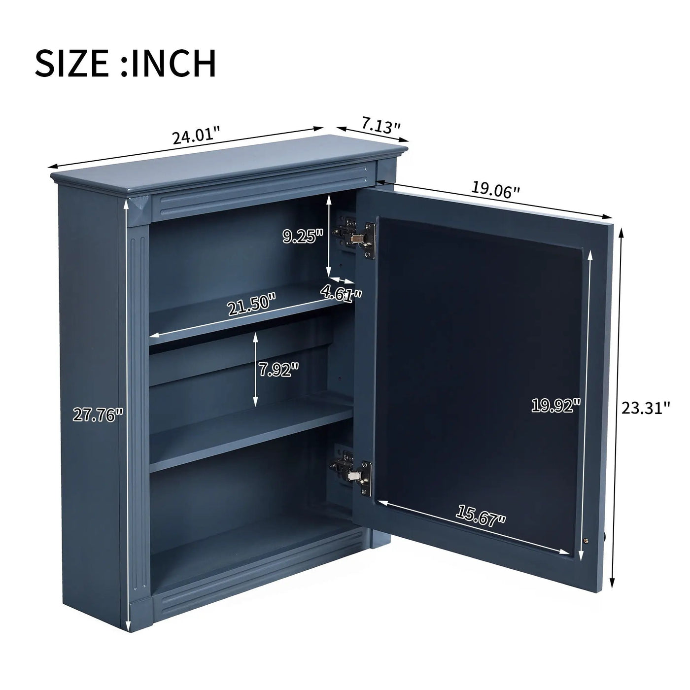 Wall Mounted Bathroom Storage Cabinet With Mirror, Medicine Cabinet With Height Adjustable Shelf by HouseOfZazla
