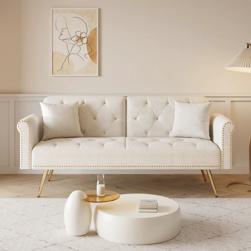 Luxurious Sofa Bed With Nail Head Trim And Matching Pillow by Unique Piece Furniture