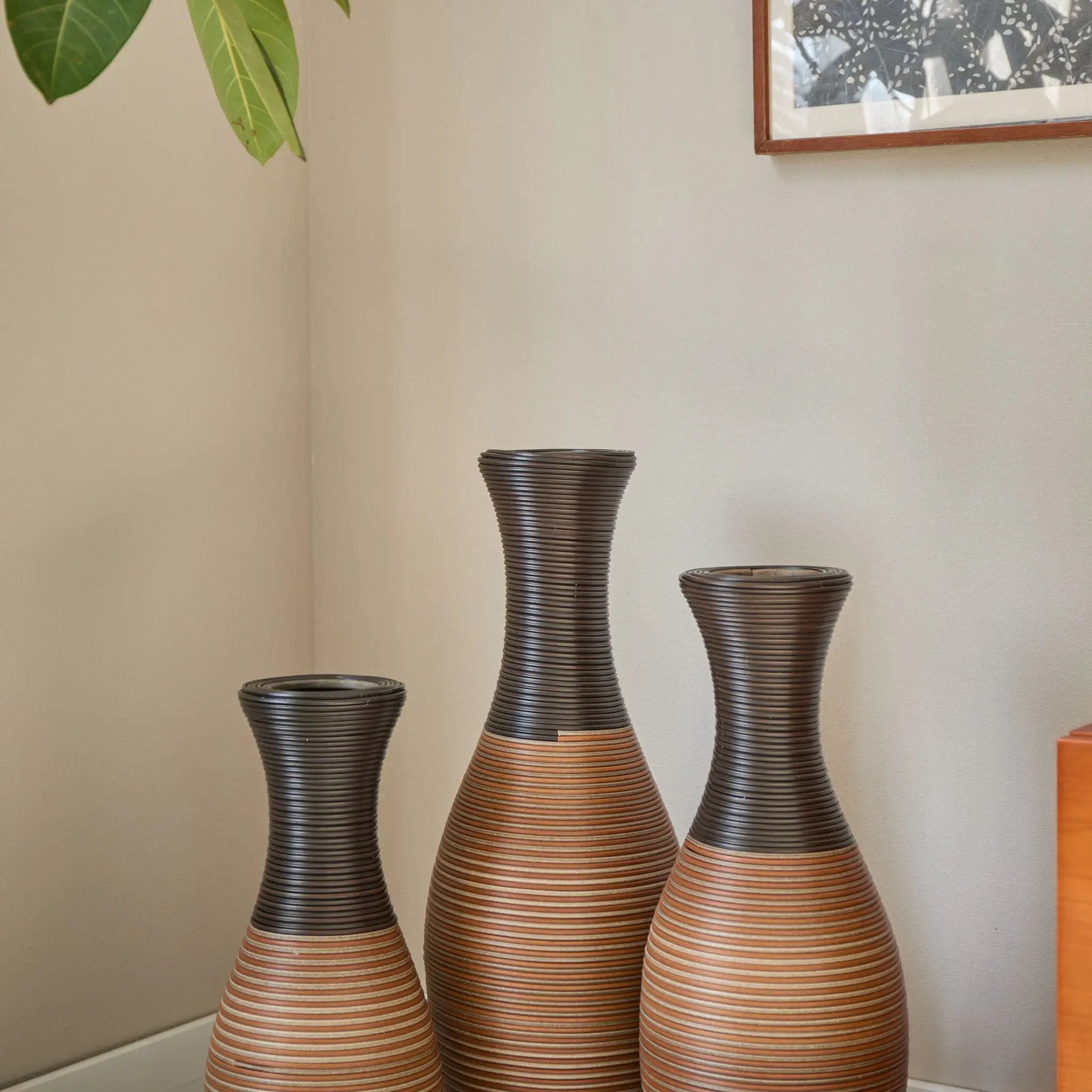 Designer Floor Vases, Large Vases For Home Decor Flooring (Set of 3) by HouseOfZazla