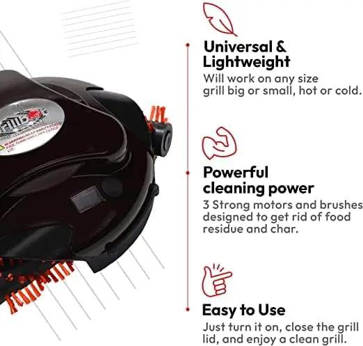 Grillbot Automatic Grill Cleaning Robot with Nylon Brushes, BBQ Grill Cleaner, Grill Brush, Grill Scraper, BBQ Accessories (Black Grillbot) by GreenHaven Gardens