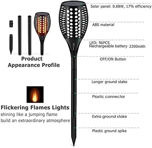 Aityvert Upgraded Larger Solar Torch Lights, Waterproof Outdoor Dancing Flames Light, Flickering Flames Garden Light, Landscape Decoration Pathway Patio Lights 43" 96 LED (6 Pack) by GreenHaven Gardens