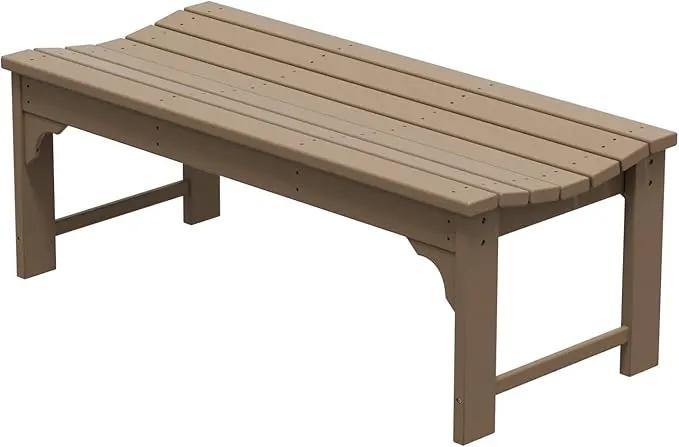 WestinTrends Malibu Outdoor Bench, All Weather Resistant Poly Lumber Backless Patio Garden Bench, Adirondack Curved Bench Seat for Comfort, Weatherwood by GreenHaven Gardens