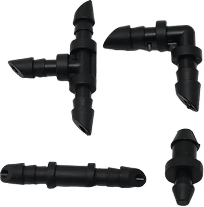 UOIENRT 110 PCS Irrigation Fittings, 1/4" Tubing with 50pcs Couplings, 20pcs Elbows, 30pcs Tees and 10pcs End Plugs for Drip or Sprinkler Systems by GreenHaven Gardens