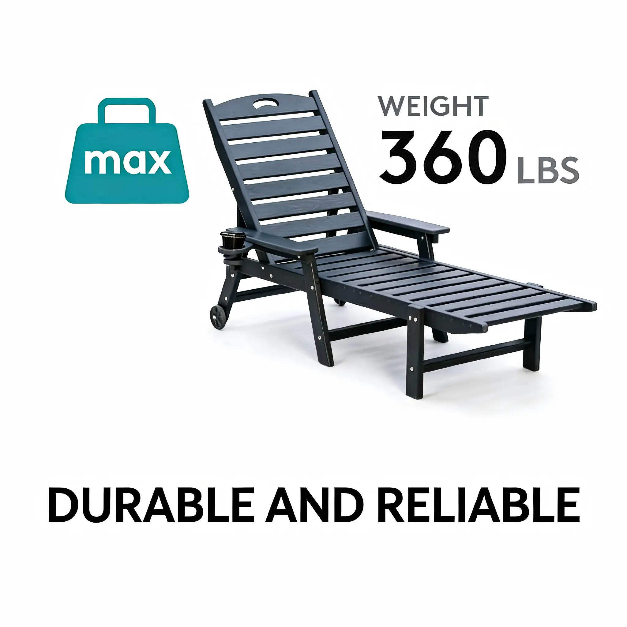 HDPE Chaise Lounge Chair Outdoor with Adjustable Backrest by HouseOfZazla