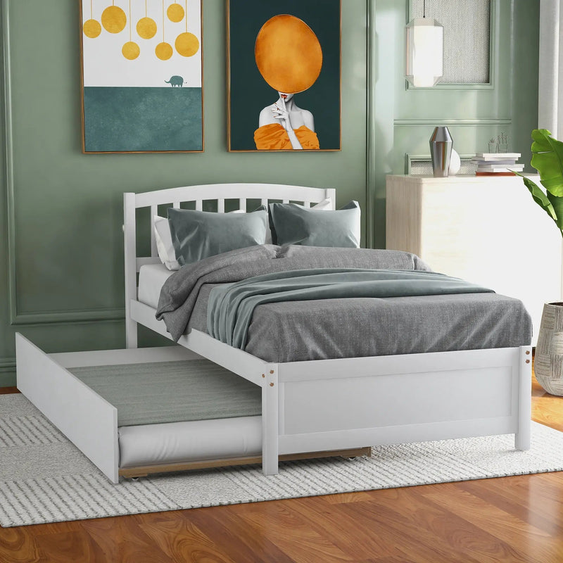 Platform Bed Wood Bed Frame With Trundle by Unique Piece Furniture