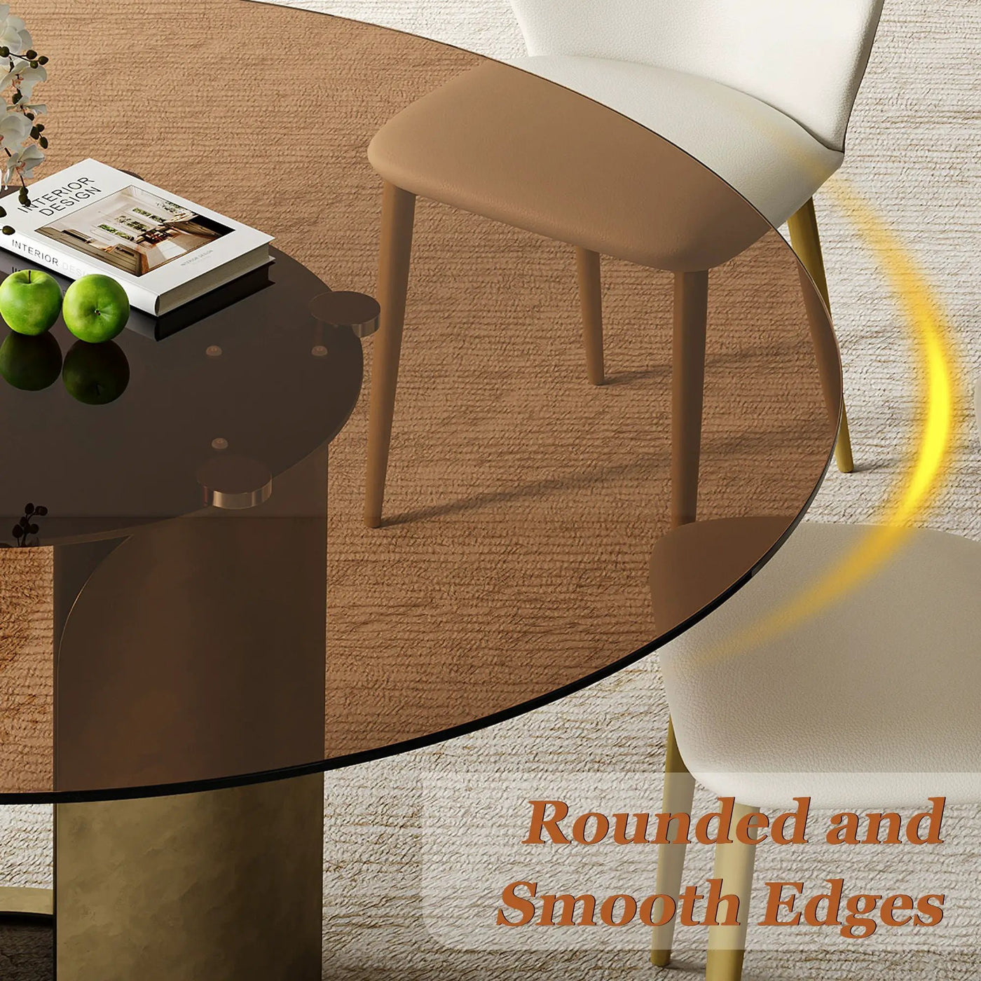 Modern Round Dining Table Set With Glass Top And Steel Legs by HouseOfZazla