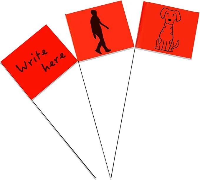 Zozen 100Pack Red Marking Flags, Writable/15x4x5 Inch, Yard Flags for Lawn & Irrigation & Landscape & Sprinkler & Survey & Dog Training. by GreenHaven Gardens