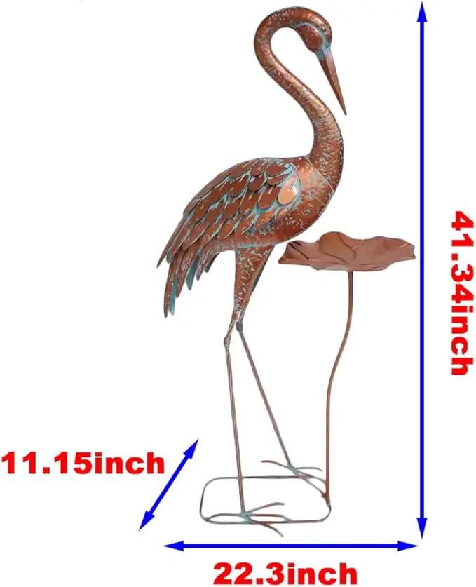 Crane Statue Metal Crane Sculpture Garden Decoration Metal Yard Art for Patio Lawn Backyard Outdoor Decoration by GreenHaven Gardens