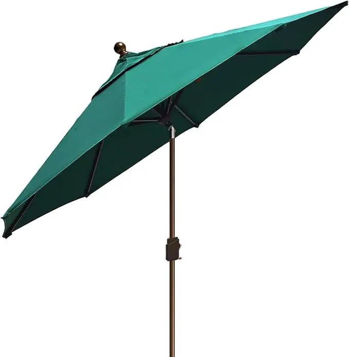 EliteShade USA 10-Year-Non-Fading 9Ft Market Umbrella Patio Umbrella Outdoor Table Umbrella with Ventilation, Forest Green by GreenHaven Gardens