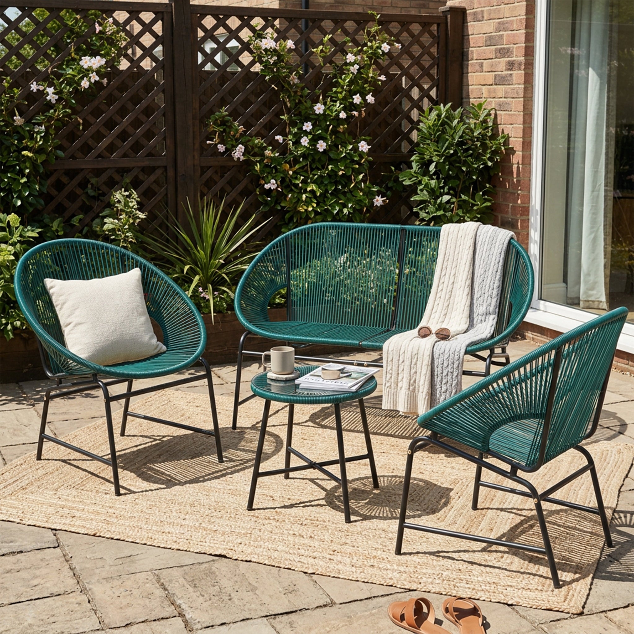 Nusa Outdoor Patio Wicker 3-Piece Chat Set by HouseOfZazla