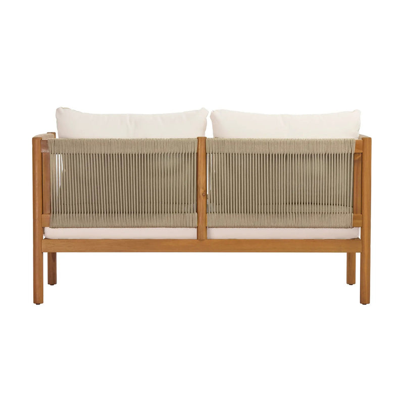 Outdoor Loveseat and Coffee Table Set with Acacia Wood Frame in Teak Look by HouseOfZazla