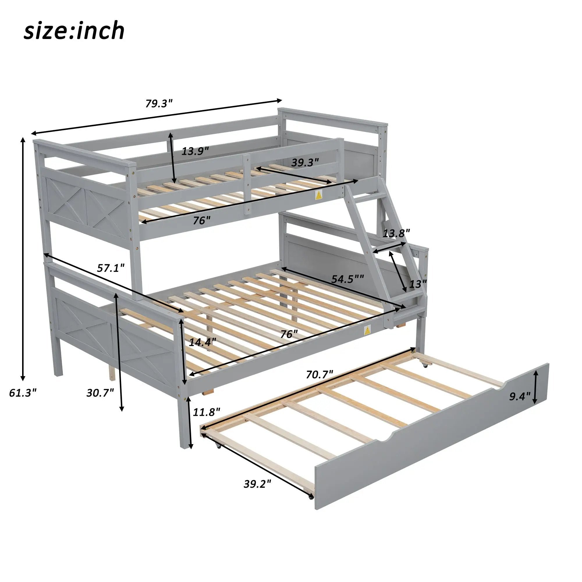 Bunk Bed With Ladder And Safety Guardrail by Unique Piece Furniture