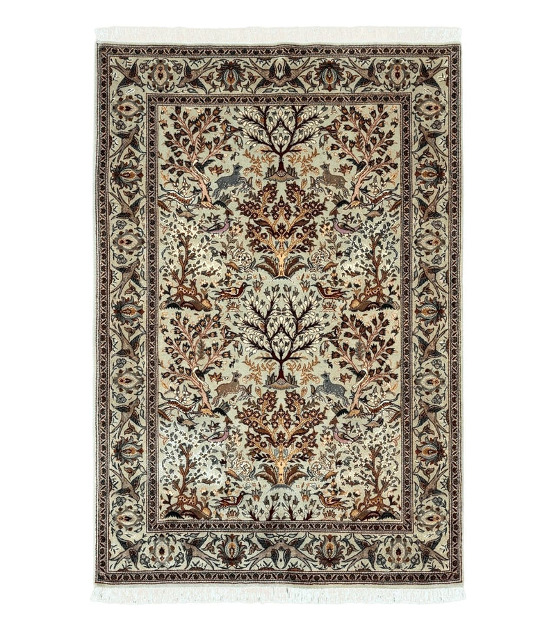 Wonderful Persian Tabriz Rug 3x5, Tree of Life, Animal Pictorials, Birds, Wool & Silk Highlights, Fine 330 KPSI by Jewel Rugs