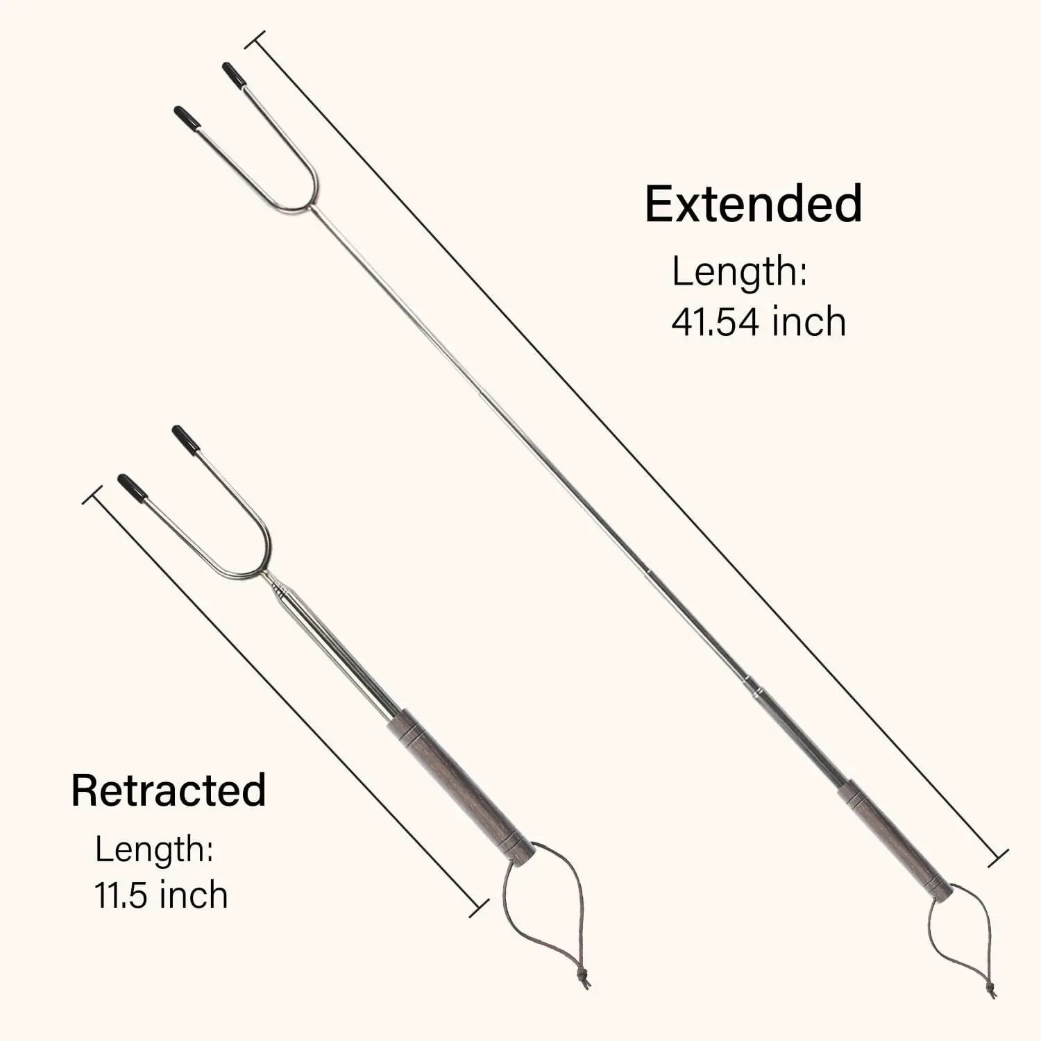 Marshmallow Roasting Sticks for Fire Pit with Wooden Handle, 41 Inches Long, Telescoping SUS304 Stainless Steel Marshmallow Skewers, Extendable Hog Dog Campfire Roasting Sticks, Camping Accessories by GreenHaven Gardens