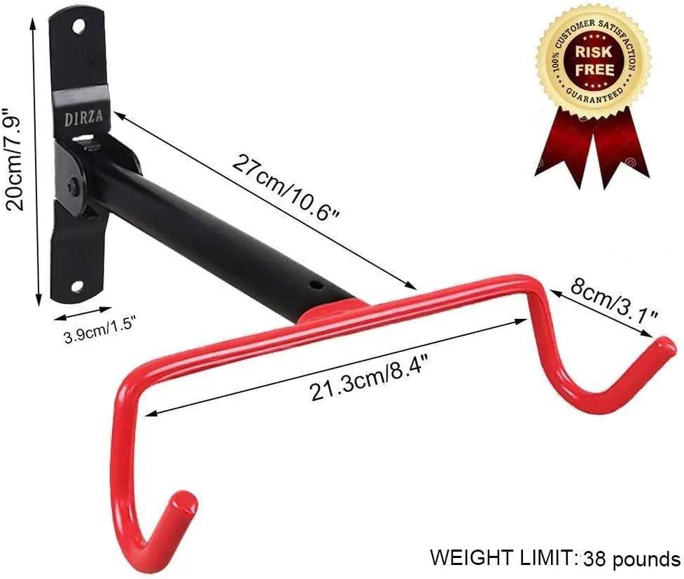 Dirza Bike Wall Mount Bike Hanger 2 Pack Foldable Bicycle Storage Horizontal Bike Rack Bike Hook for Garage Indoor Shed with Screws by GreenHaven Gardens