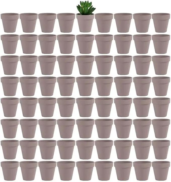 Yishang 72 pcs Small Mini Grey Clay Pots, 2.5'' Terracotta Pot Clay Ceramic Pottery Planter,Cactus Flower Terra Cotta Pots,Succulents Nursery Pots,with Drainage Hole,Great for Crafts,Wedding Favor by GreenHaven Gardens