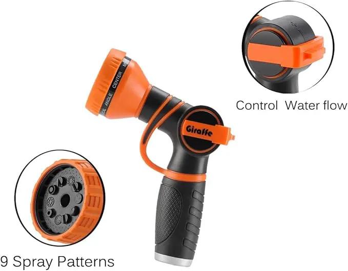 Giraffe Tools Garden Hose Nozzle 9 Adjustable Spray Modes Water Gun for Garden Hose Reel, Car Washing, Watering, Dog Washing PRO Model by GreenHaven Gardens
