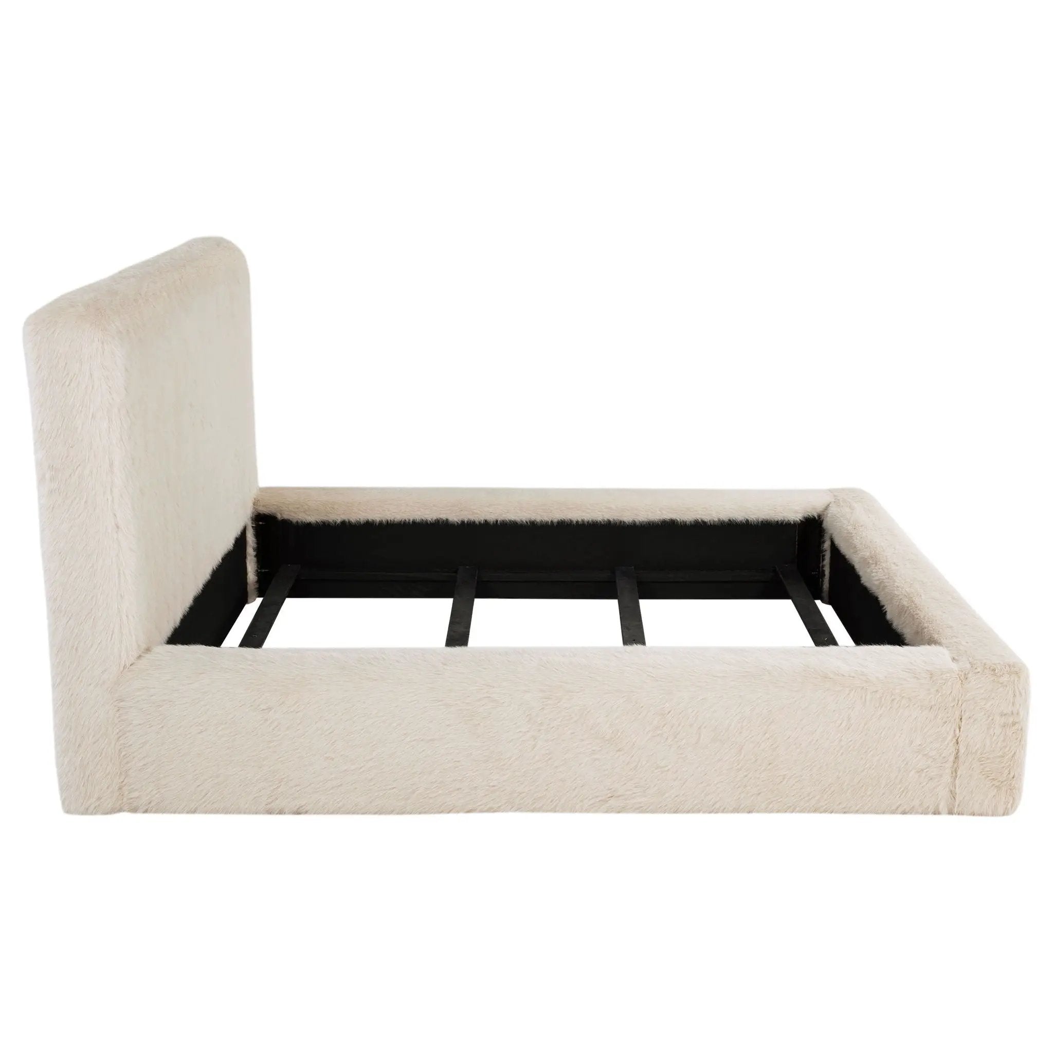 Rebecca Faux Fur Upholstered Eastern King Bed Cream by Unique Piece Furniture