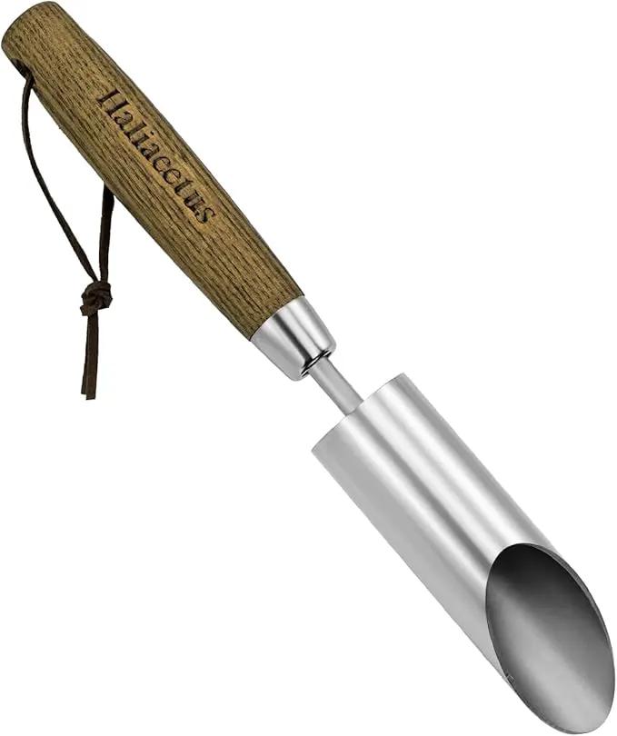Haliaeetus Small Bulb Planter Tool, Sharp Edge Bulb Planter for Breaking Through Soil, Heavy Duty Stainless Steel Bulb Planter Tool, Small Bulb Digger with Comfortable Wood Handle for Seed Planting by GreenHaven Gardens