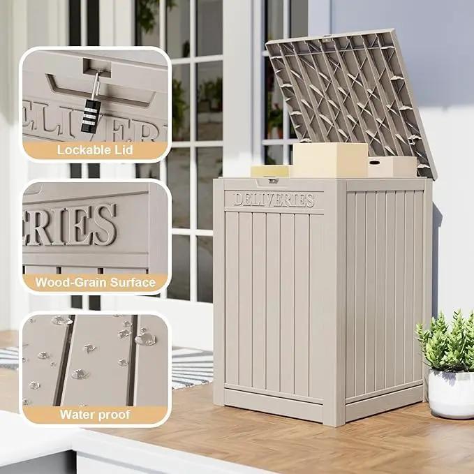 DRATO 48 Gallon Package Delivery Box, Large Lockable Storage Box, Double-Wall Resin Outdoor Package Delivery and Waterproof Deck Box for Porch, Patios by GreenHaven Gardens