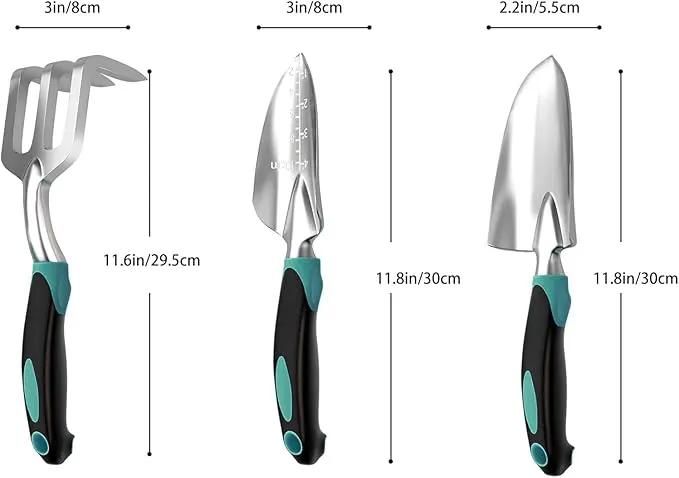 Garden Tool Set, 3-Piece Gardening Planting Tools Kit for Gardener, Heavy Duty Aluminum Garden Kit Gardening Gifts Tools for Men Women, Outdoor Hand Tools, Garden Essentials, Gift for Garden Lover by GreenHaven Gardens