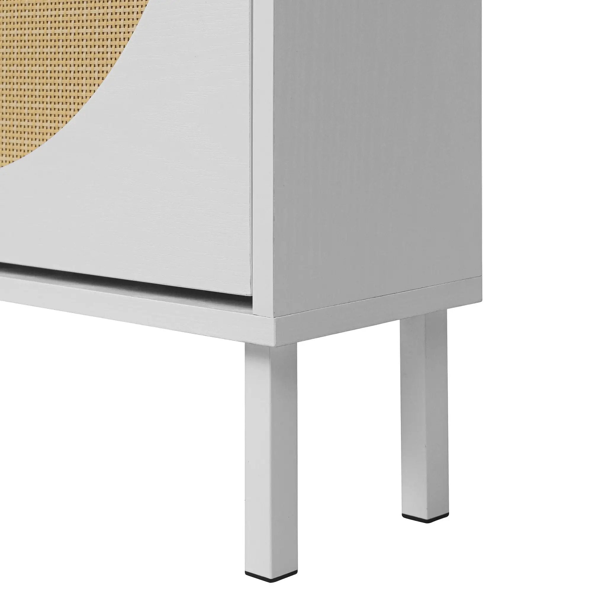 2 Door Shoe Rack, Rattan, Double Layer, Suitable For Living Room, Hallway - White by HouseOfZazla