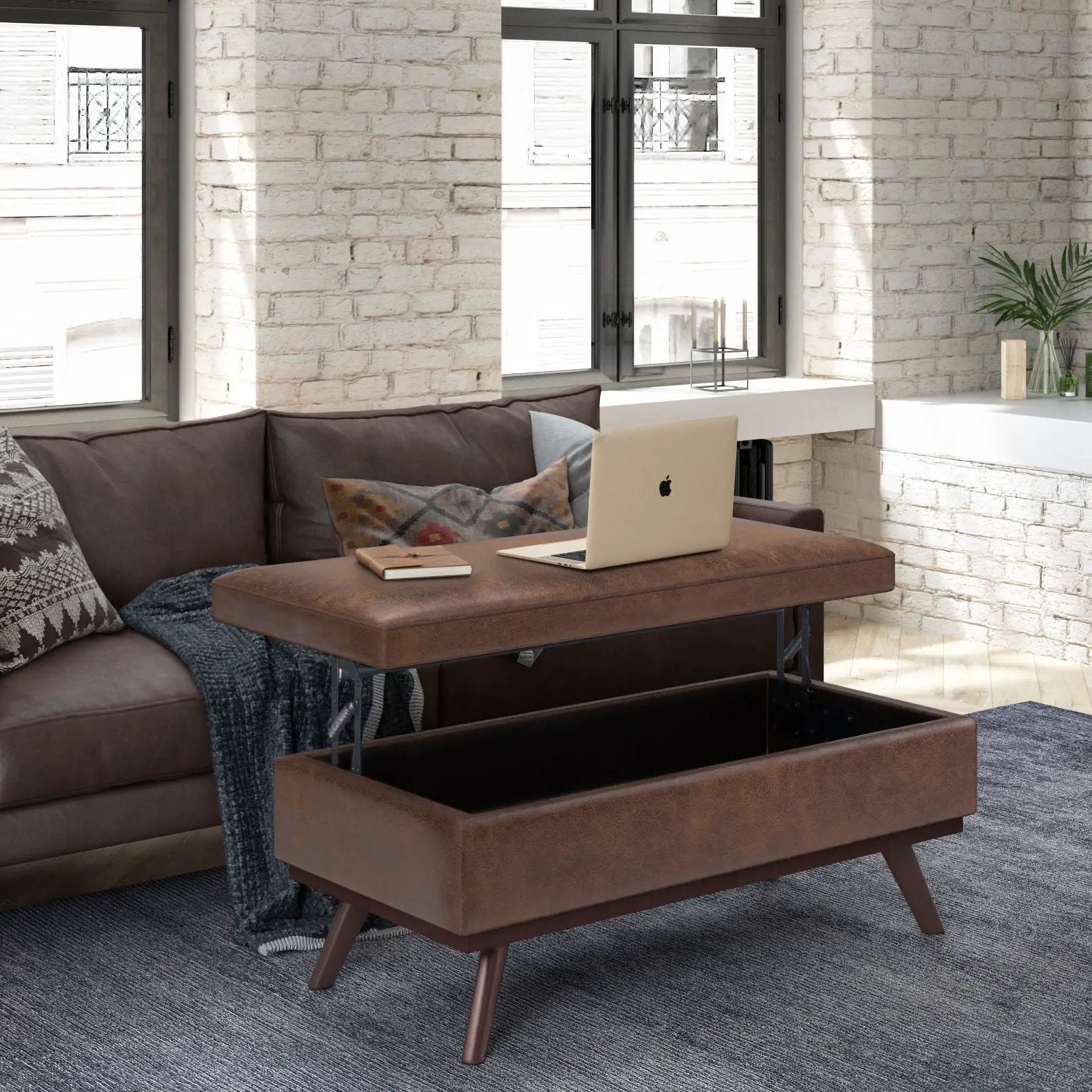 Owen - Lift Top Large Coffee Table Storage Ottoman, Mid Century Style by Unique Piece Furniture