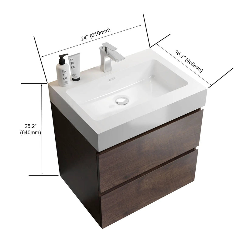 Alice - Bathroom Vanity Wall Mounted With Sink, Large Storage Floating Bathroom Vanity For Modern Bathroom, One-Piece Sink Basin Without Drain And Faucet by Unique Piece Furniture