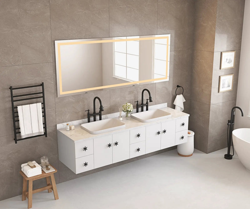96 x 36 Inch LED Bathroom Mirror with Front and Backlight by HouseOfZazla