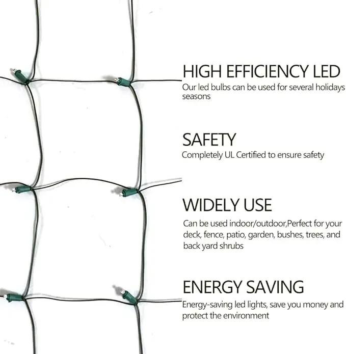 HISHINY LED Blue Christmas Net Lights Outdoor Christmas Decorations 5ftx5ft 100LED Green Wire,Connectable Outdoor Indoor Yard Mesh Shrub Net Lights String for Halloween Chritmas Party,Tree,Bush(Blue) by GreenHaven Gardens