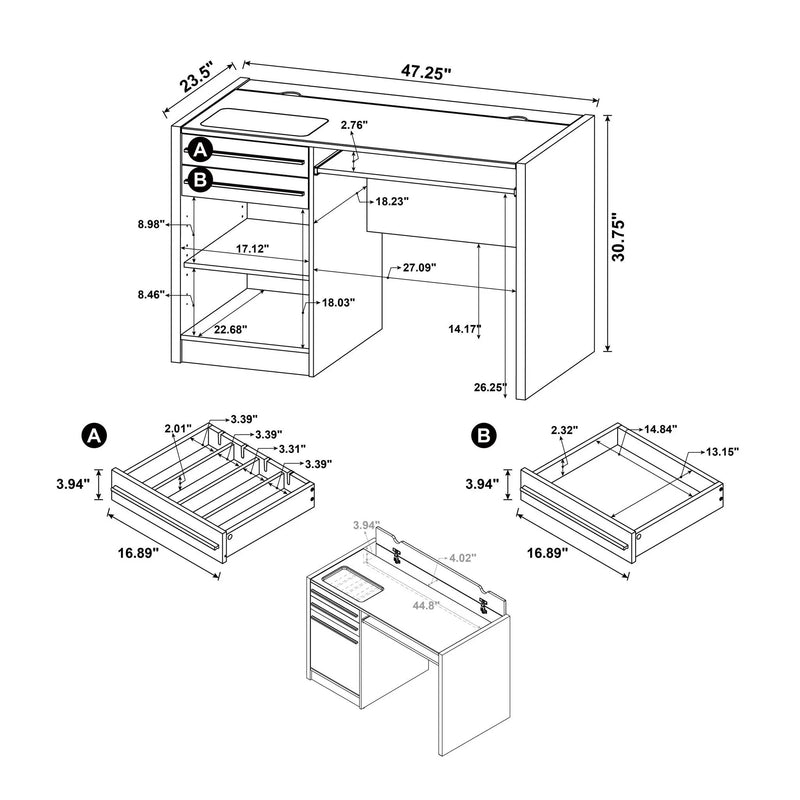 Maxim - 2 Drawer Computer Desk With Lift Top Storage And Power Outlet - Cappuccino by HouseOfZazla
