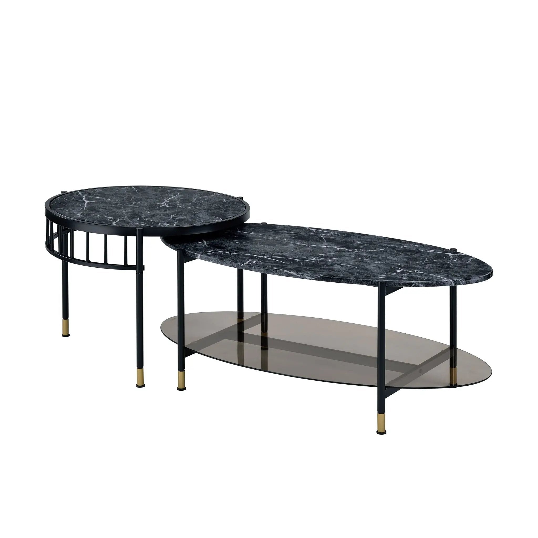 Silas - Engineered Stone Top Nesting Table - Black by Unique Piece Furniture