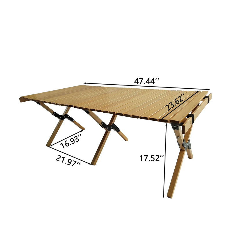 5 Pieces Dining Set, Multi-Function Foldable And Portable, 1 Dining Table & 4 Folding Chairs, Indoor And Outdoor Universal - Natural by Unique Piece Furniture