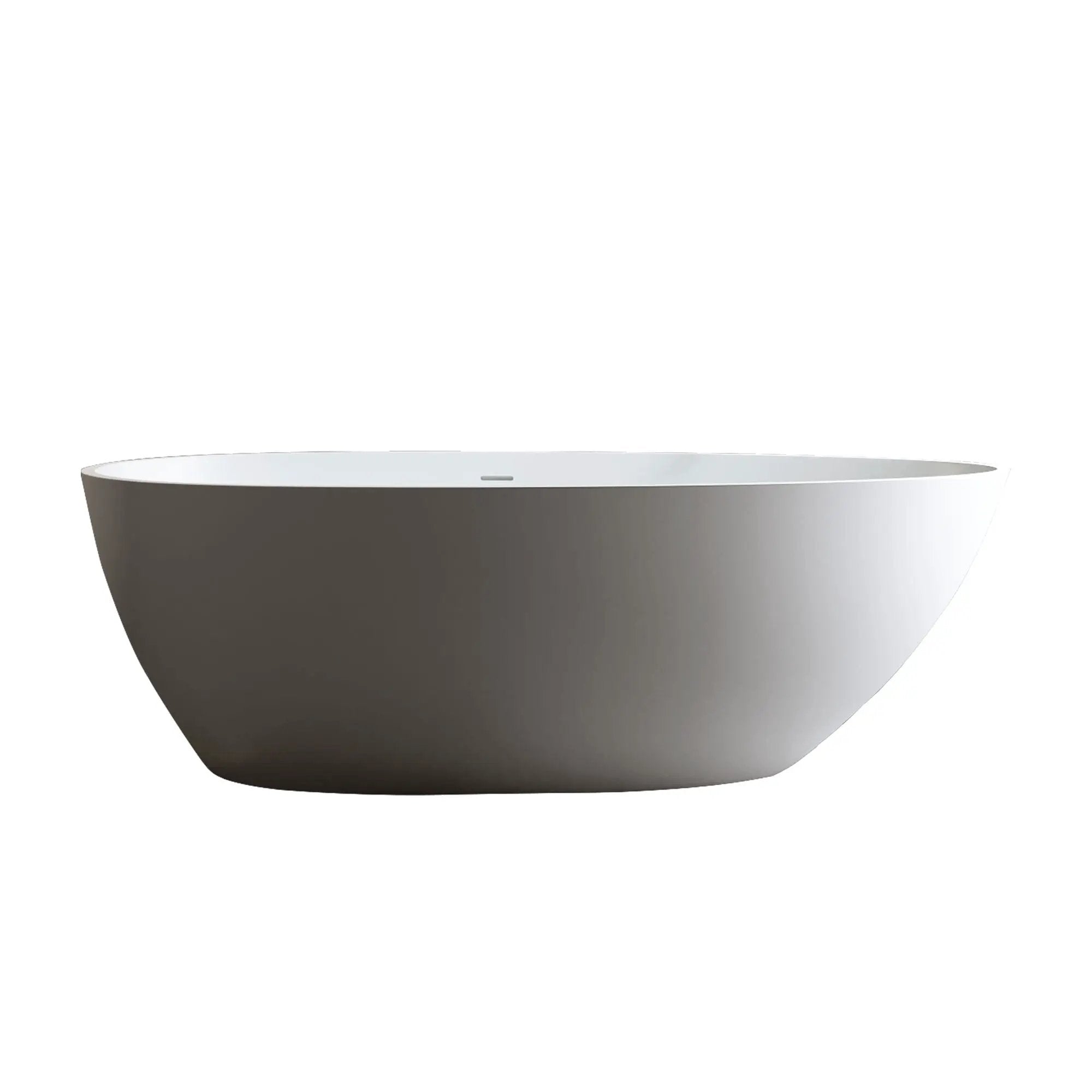 Solid Surface Matte Tub, Freestanding Solid Surface Resin Stone Bathtub, Solid Surface Matte White Soaking Tub, Free Standing Tub With Overflow And Pop-Up Drain - Matte White by HouseOfZazla