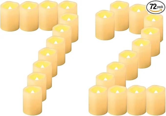 CANDLE IDEA Flameless LED Votive Candles 72 Pack, 1.5" x 2", Battery Operated Flickering Electric Outdoor Flameless Tea Lights, Fake Tealight Candle Bulk for Wedding, Christmas, Halloween Decorations by GreenHaven Gardens
