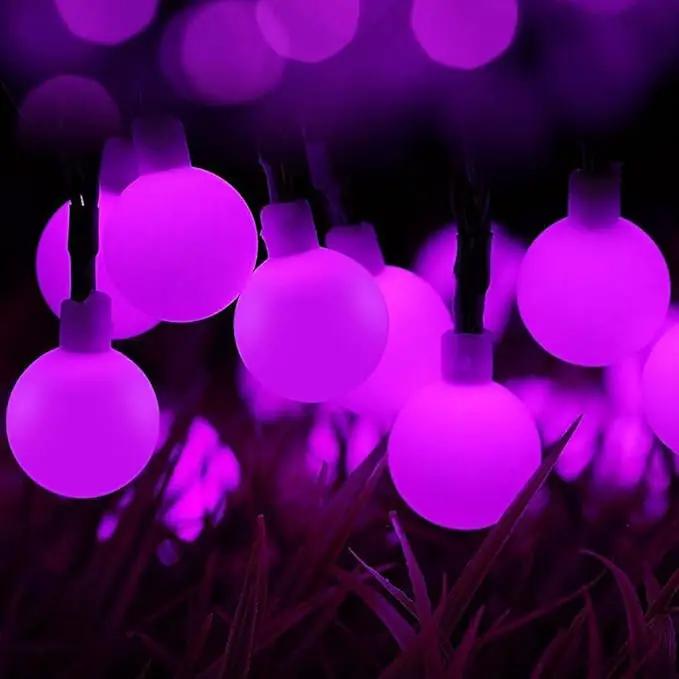 Globe Ball Fairy Lights, 50 LEDs 23ft/7M Solar Led Globe String Lights Waterproof with Two Lighting Modes for Garden Outdoor Party Christmas Decoration (Purple) by GreenHaven Gardens