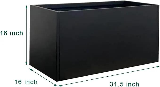Galvanized Steel Metal Planter Rectangular Indoor Black Planter Box Large Outdoor Planters Steel 31.5" x 16" x 16" Commercial Residential for Patio, Deck, Garden by GreenHaven Gardens