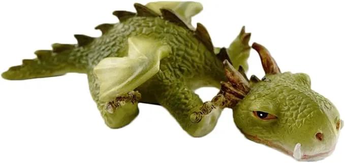 Top Collection Miniature Fairy Garden and Terrarium Statue, Sleepy Mini Dragon by GreenHaven Gardens
