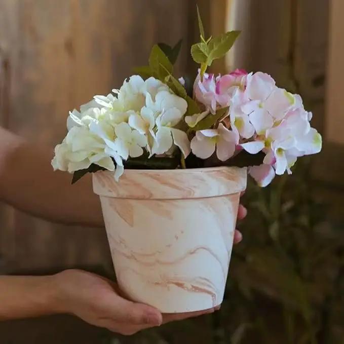 Random Mood Macchiato Terracotta Plant Pots – Handmade 6-Inch Clay Ceramic Flower Pots with Drainage Holes, Set of 3 – Ideal for Indoor & Outdoor Orchids by GreenHaven Gardens