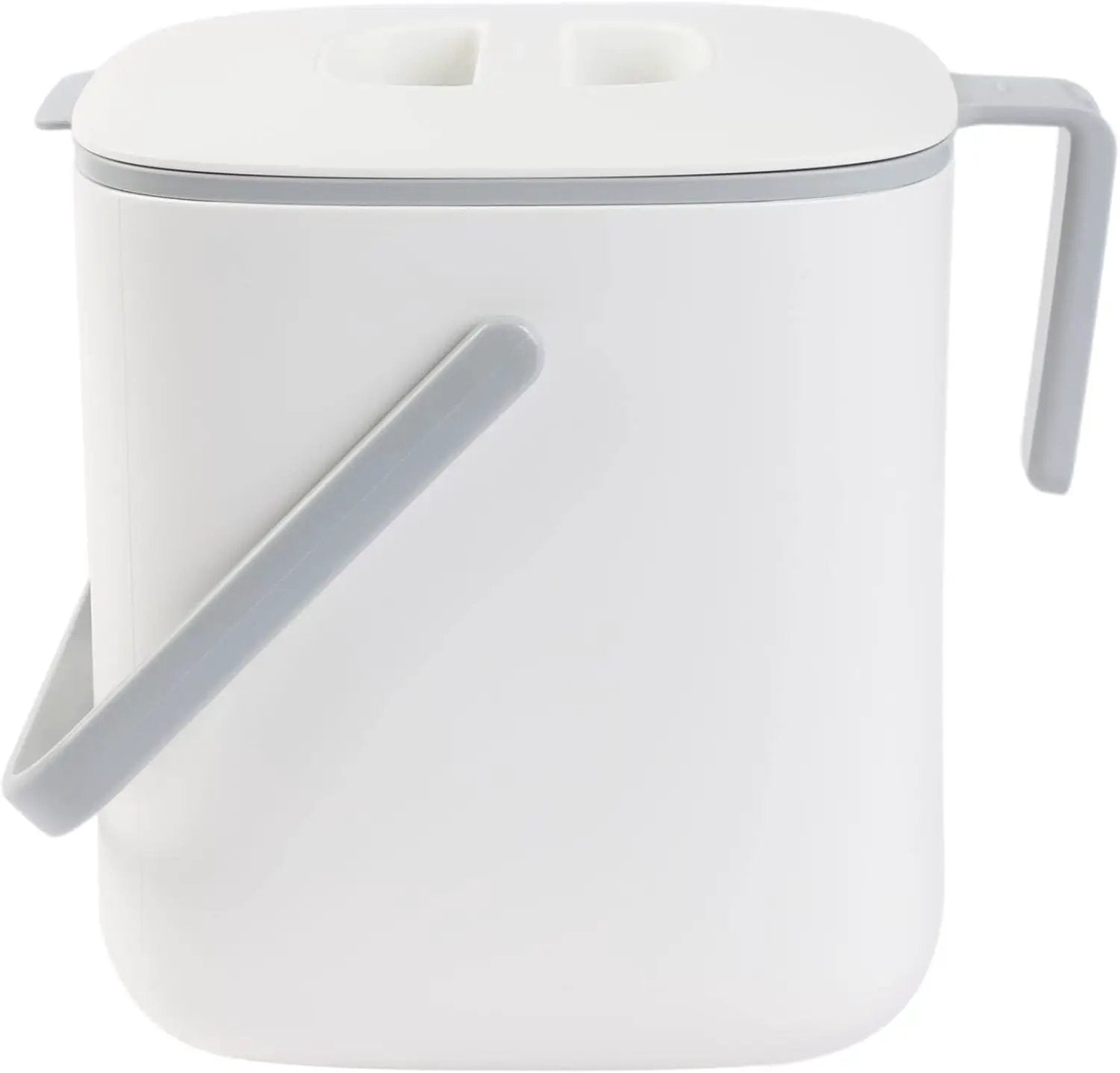 Blue Ginkgo Kitchen Compost Bin [2.6L / 0.69 GAL] – Filter-Free, Odor-Tight Countertop Food Waste Pail with Handles (Made in Korea, White) by GreenHaven Gardens