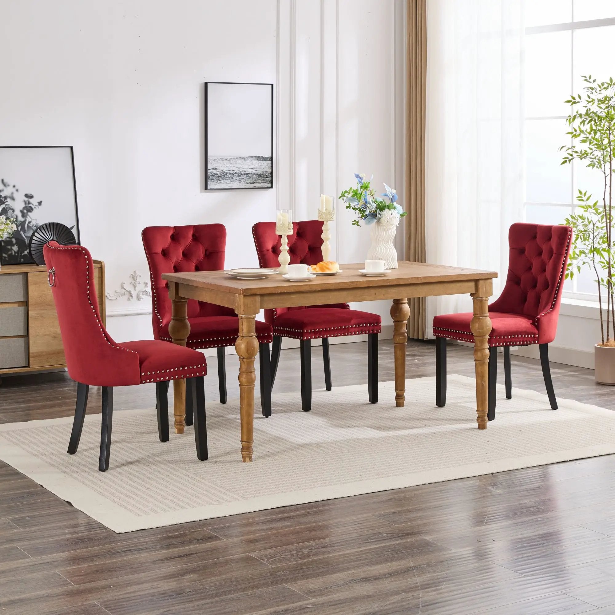 Classic Velvet Dining Chairs - Burgundy (Set of 2) by HouseOfZazla