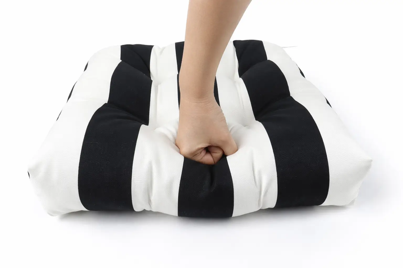 Outdoor Chair Cushions Set of 2 – Black and White Striped by HouseOfZazla