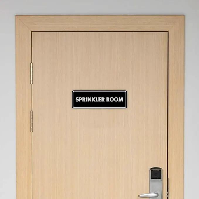Signs ByLITA Standard Sprinkler Room Sign (Navy Blue/White) - Small 2 Pack by GreenHaven Gardens