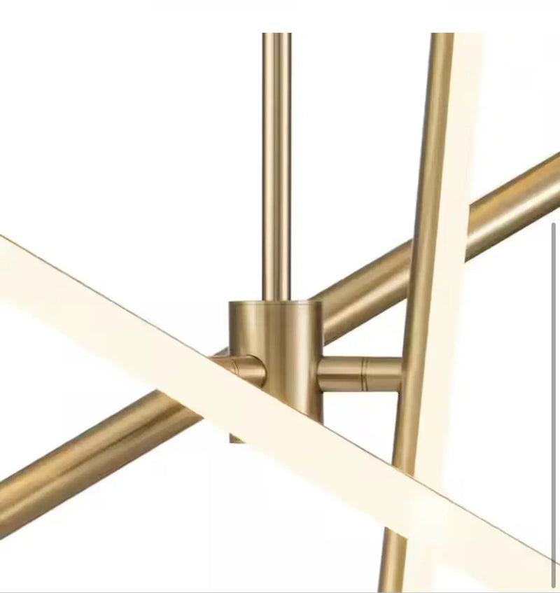HUOKU 40-Watt 3-Light Dimmable Integrated LED Aged Brass Sputnik, Tubed Linear, Cylinder Chandelier for Dining Room by Selzalot