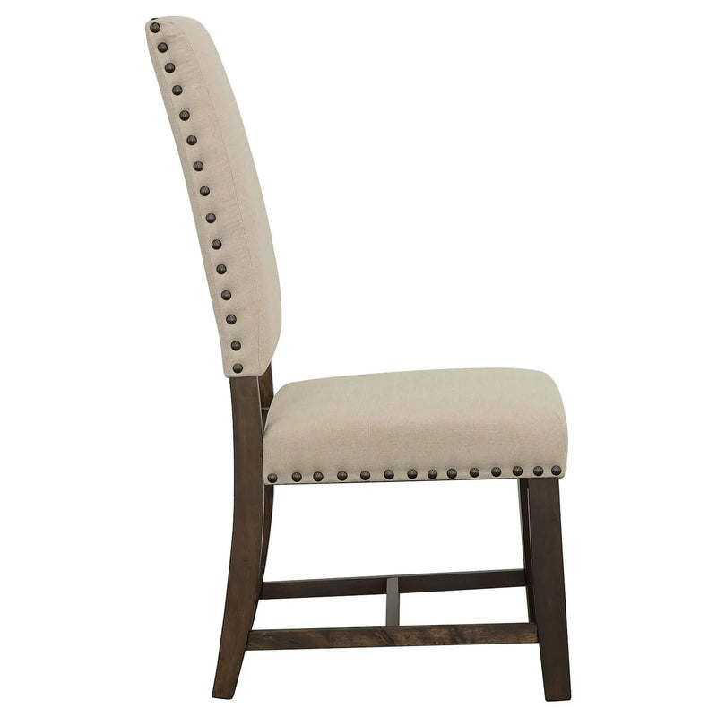 Upholstered Side Chair With Nailhead Accents (Set of 2) - Beige by HouseOfZazla