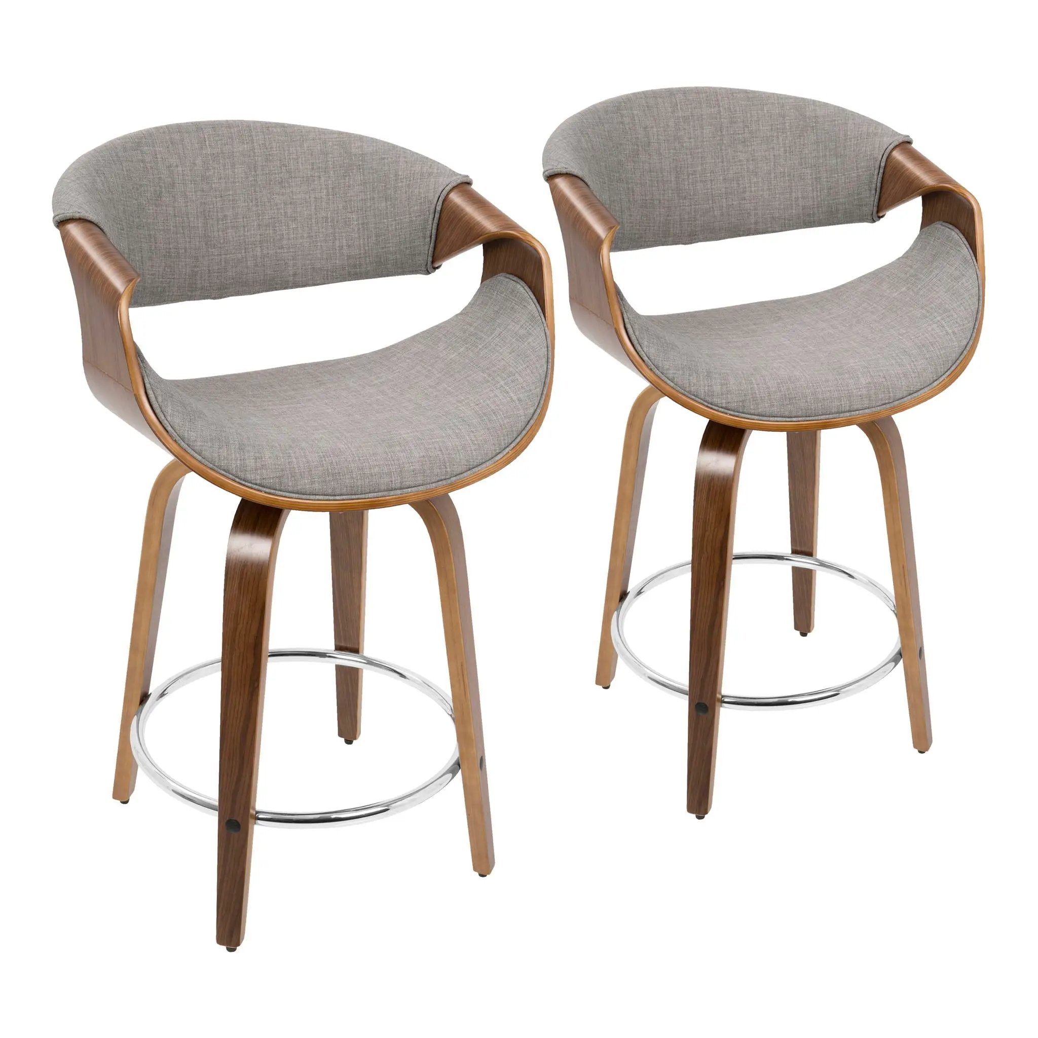 Curvini - Mid Century Modern Counter Stool (Set of 2) by HouseOfZazla