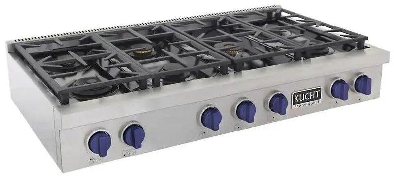 Kucht 48" Stainless Propane Cooktop, KFX489T/LP-B by Farmhouse Kitchen and Bath