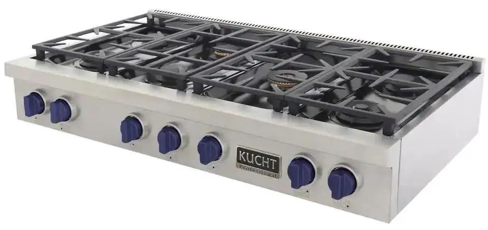 Kucht 48" Stainless Propane Cooktop, KFX489T/LP-B by Farmhouse Kitchen and Bath