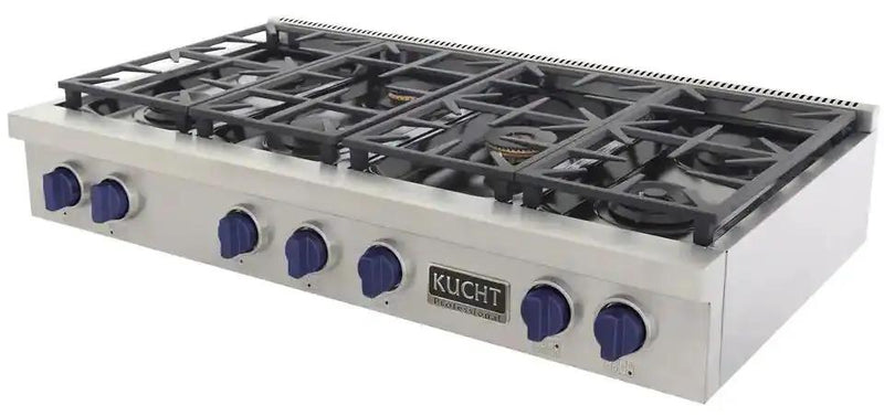 Kucht 48" Stainless Propane Cooktop, KFX489T/LP-B by Farmhouse Kitchen and Bath